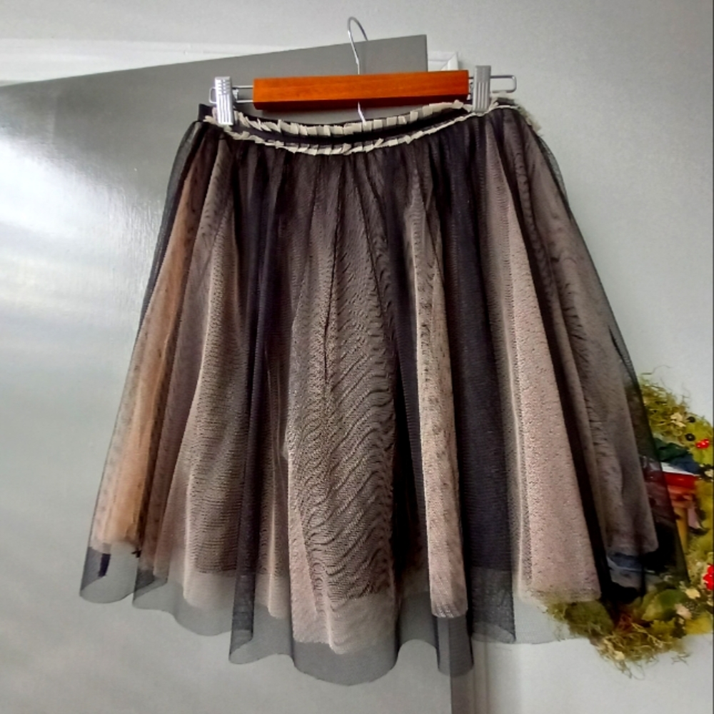 Black and nude tulle circle skirt